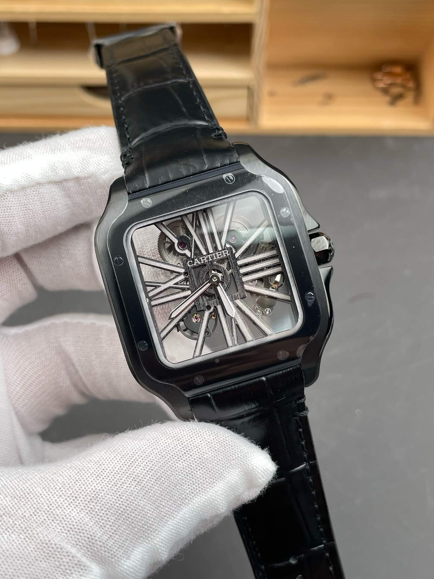 Cartier Replica Santos Skeleton Super Clone Watch WHSA0009