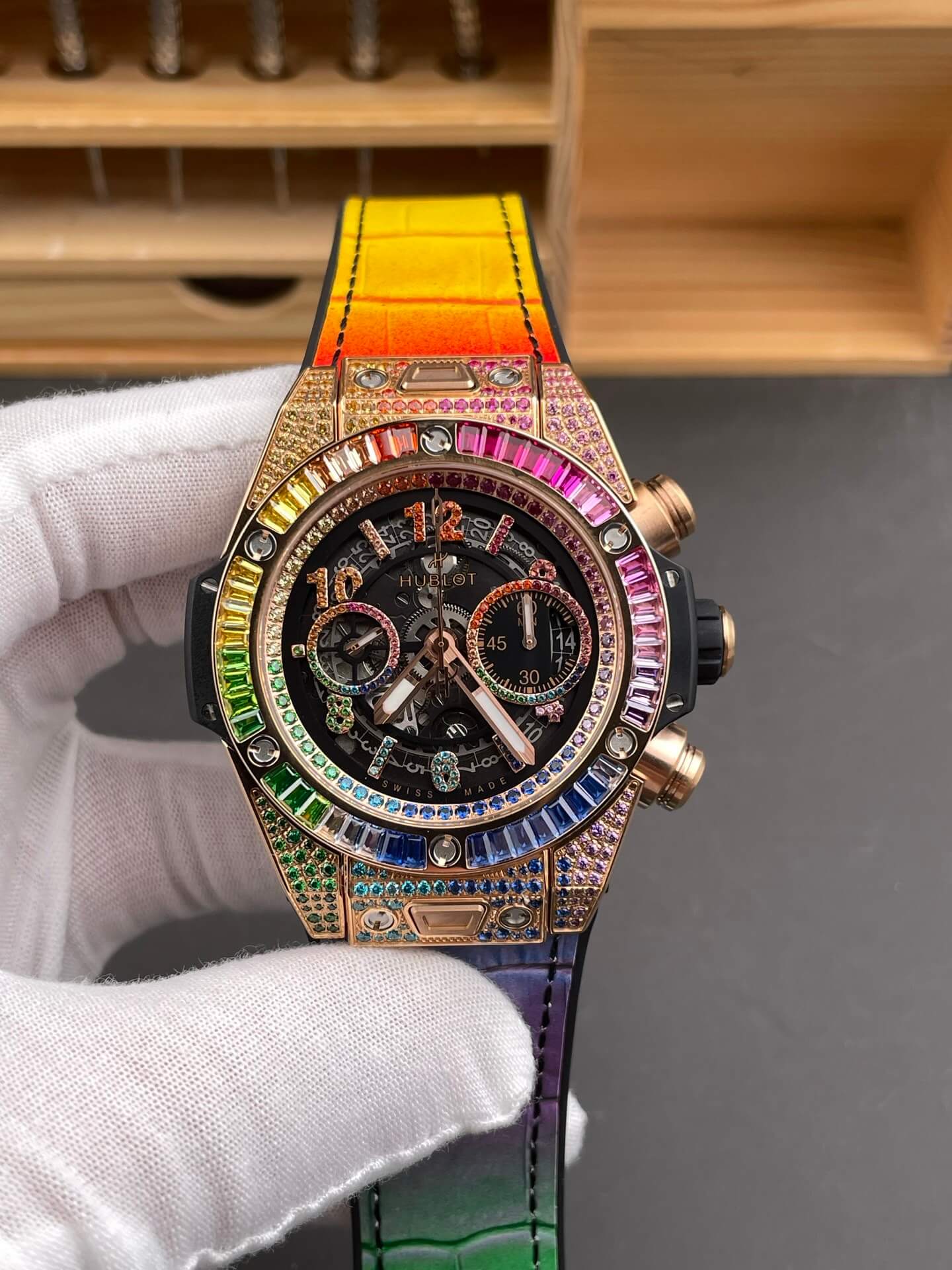 Hublot Replica Big Bang Unico King Gold Rainbow Super Clone Watch 441.OX.9910.LR.0999