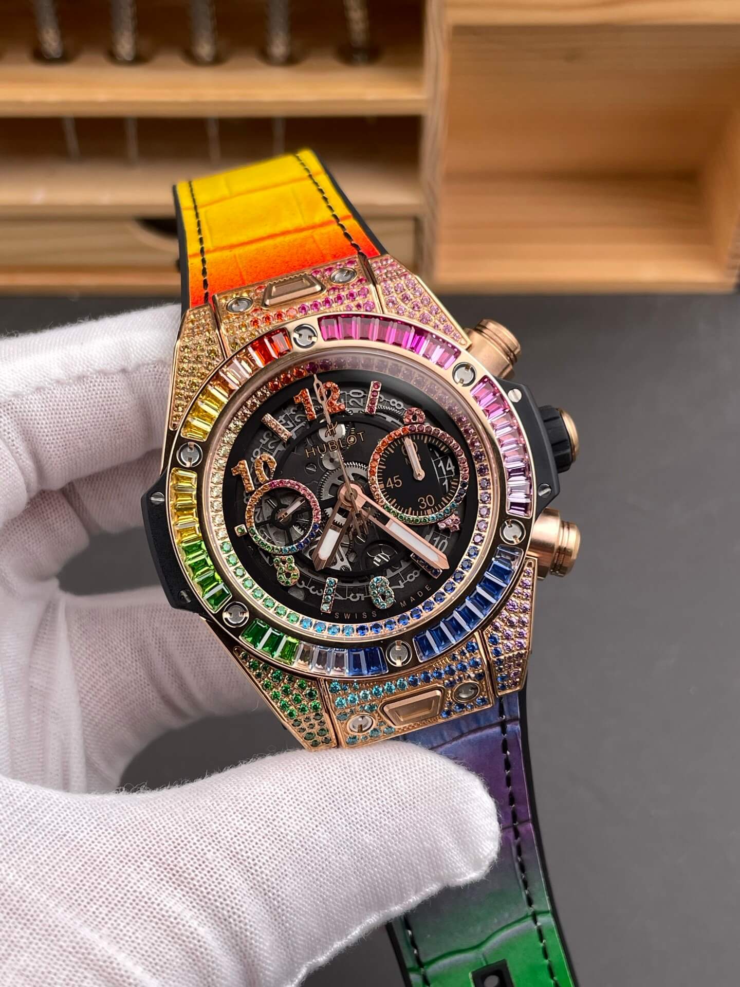 Hublot Replica Big Bang Unico King Gold Rainbow Super Clone Watch 441.OX.9910.LR.0999