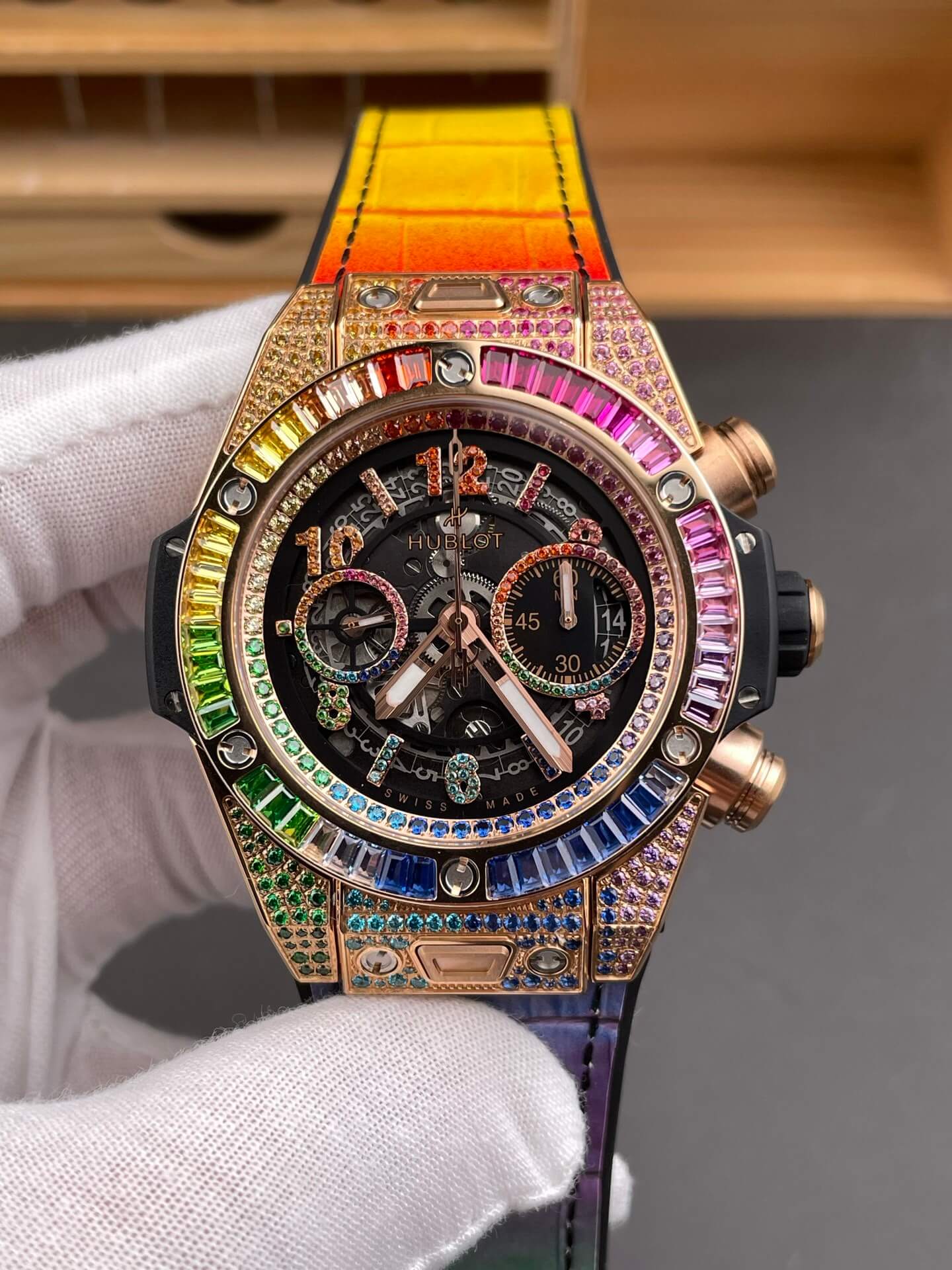 Hublot Replica Big Bang Unico King Gold Rainbow Super Clone Watch 441.OX.9910.LR.0999
