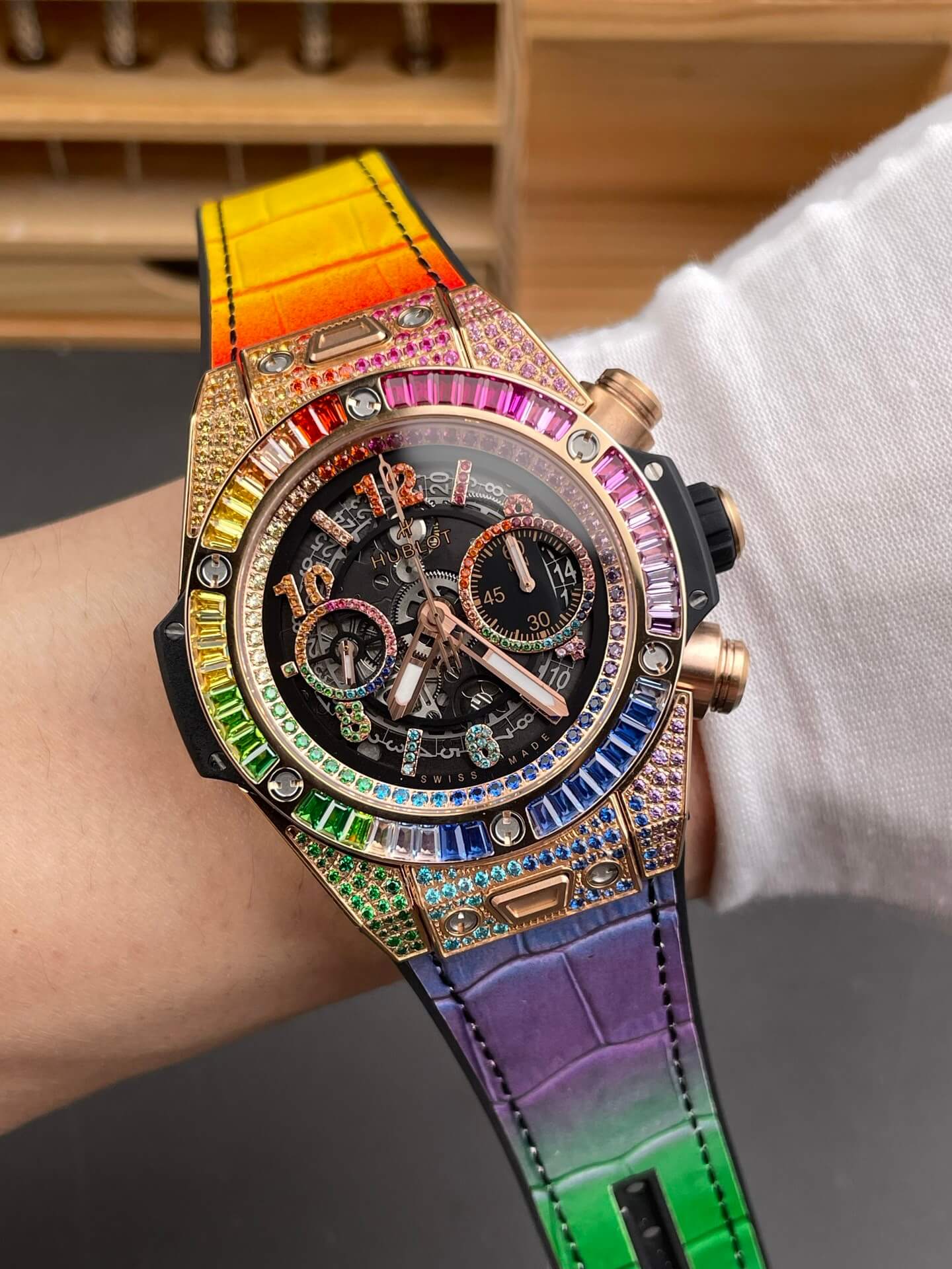 Hublot Replica Big Bang Unico King Gold Rainbow Super Clone Watch 441.OX.9910.LR.0999