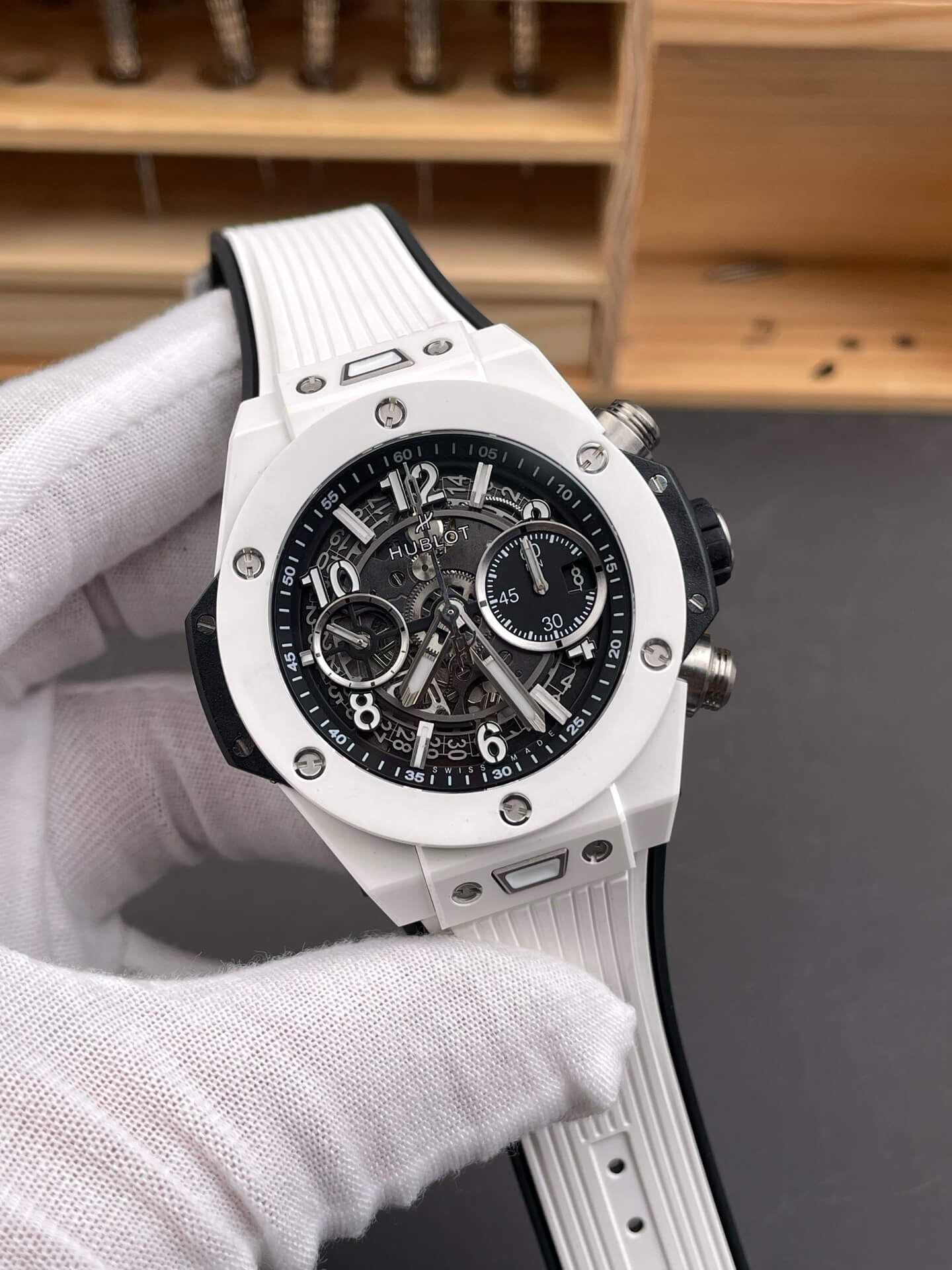 Hublot Replica Big Bang Unico White Ceramic Super Clone Watch 441.HX.1171.RX