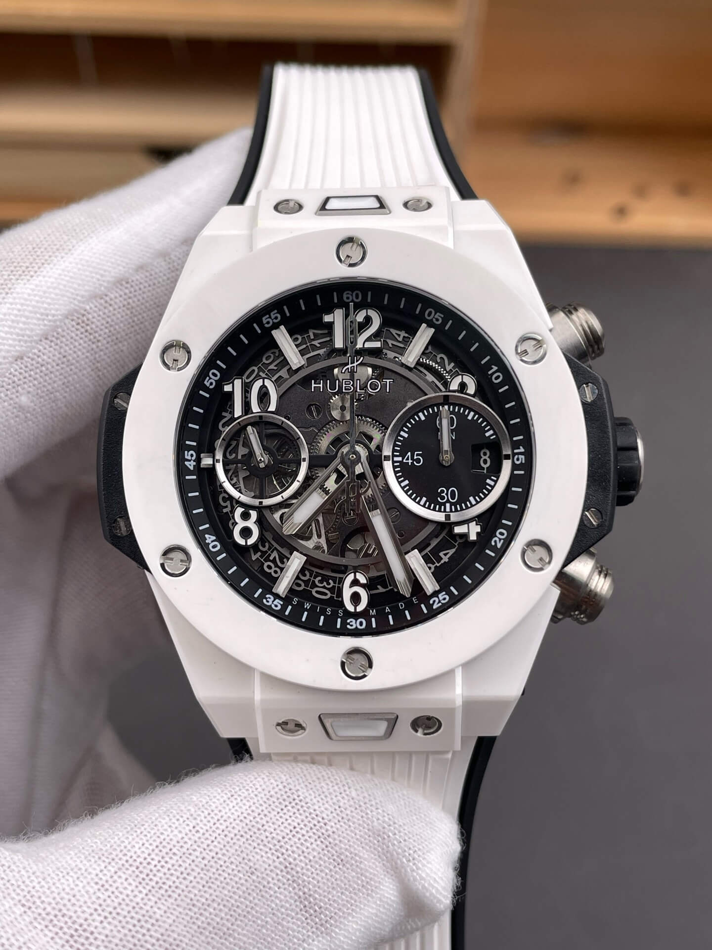 Hublot Replica Big Bang Unico White Ceramic Super Clone Watch 441.HX.1171.RX