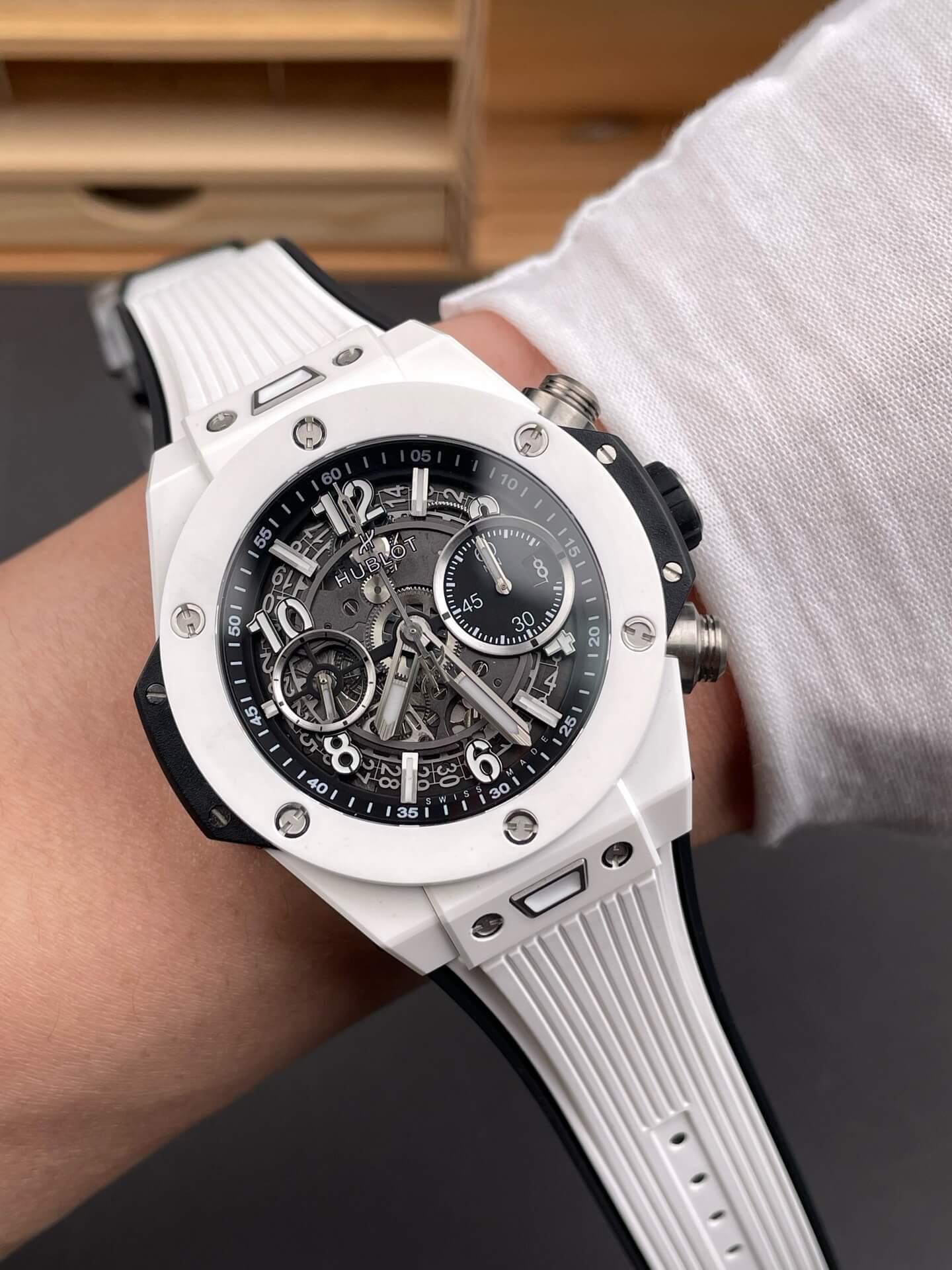 Hublot Replica Big Bang Unico White Ceramic Super Clone Watch 441.HX.1171.RX