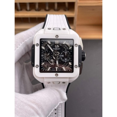 Hublot Replica Square Bang Unico White Ceramic Super Clone Watch 821.HX.0170.RX