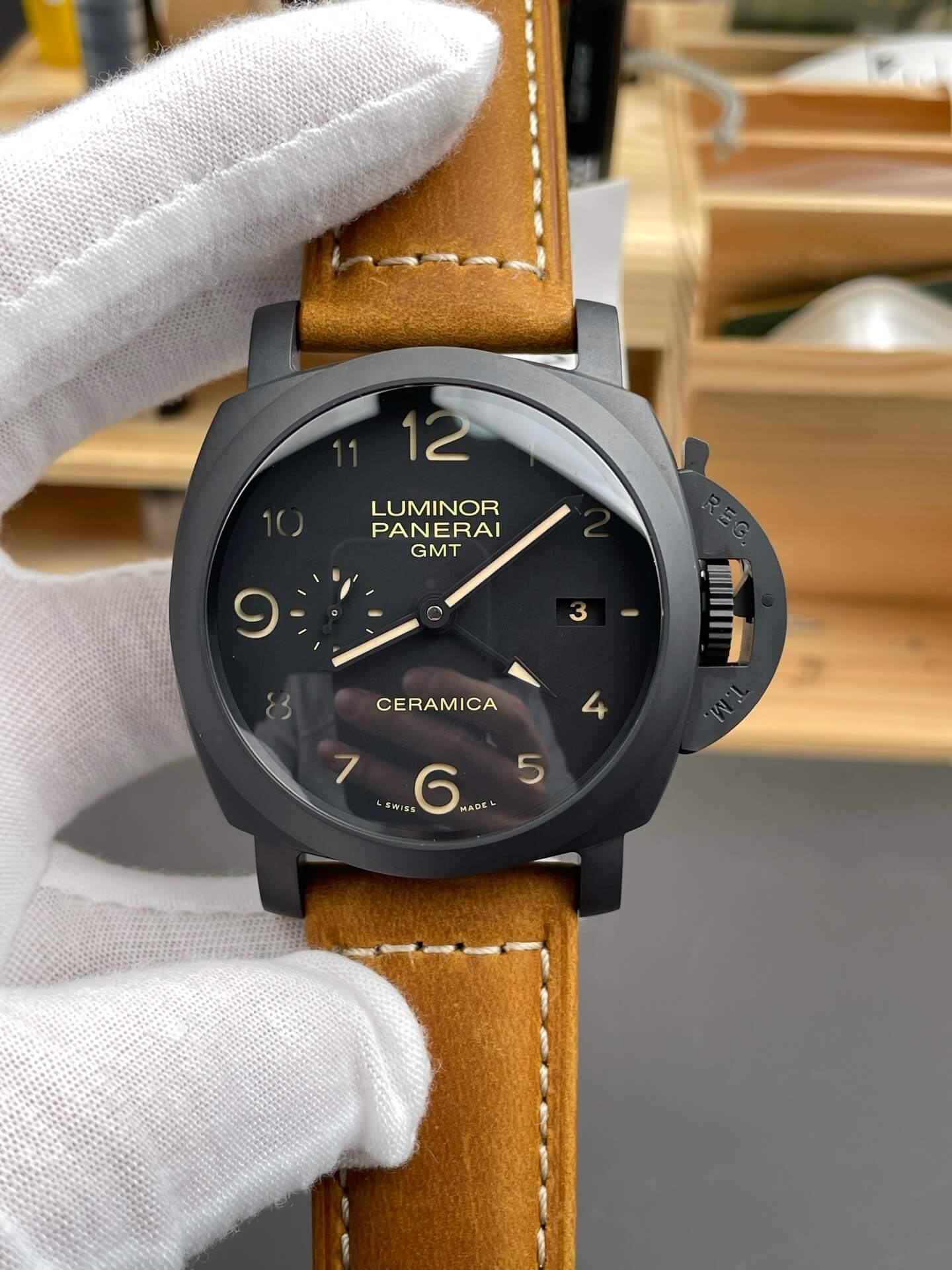 Panerai Replica Luminor 1950 GMT Ceramica Super Clone Watch PAM00441 Panerai Replica Luminor 1950 GMT Ceramica Super Clone Watch PAM00441