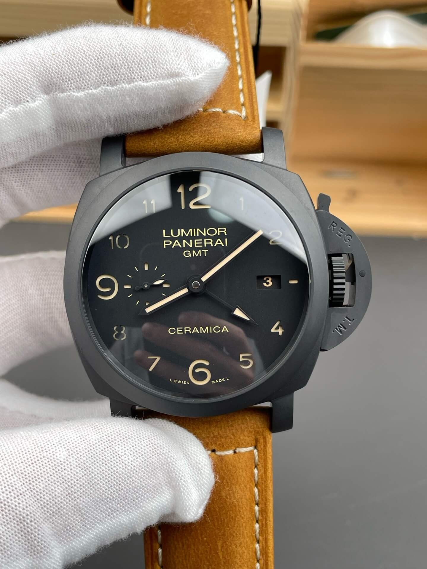 Panerai Replica Luminor 1950 GMT Ceramica Super Clone Watch PAM00441 Panerai Replica Luminor 1950 GMT Ceramica Super Clone Watch PAM00441