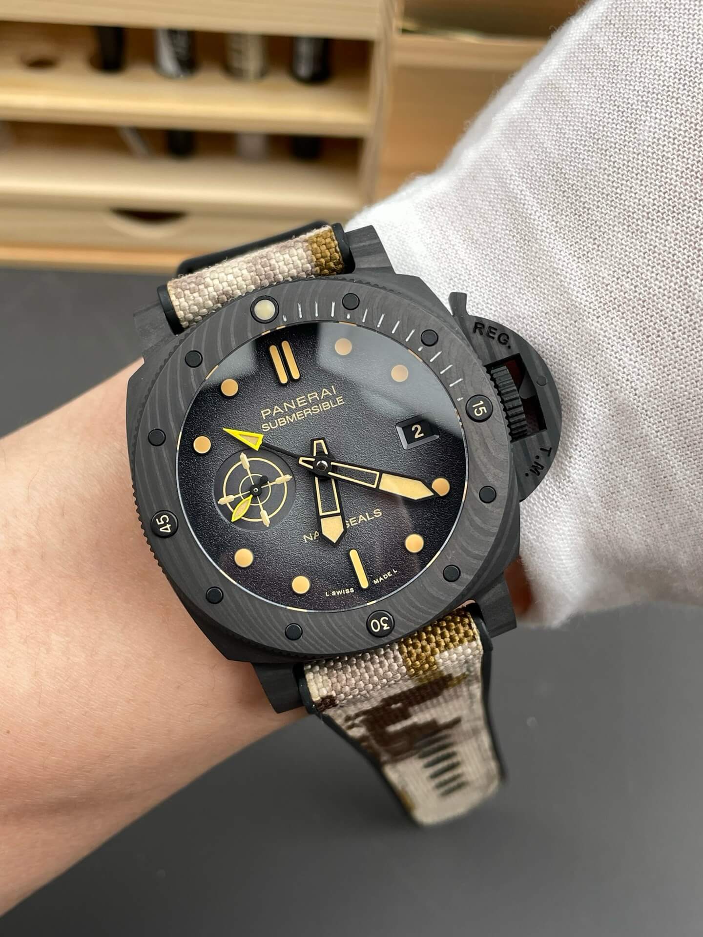 Panerai Replica Submersible QuarantaQuattro GMT Navy SEALs Carbotech Super Clone Watch PAM01513 Panerai Replica Submersible QuarantaQuattro GMT Navy SEALs Carbotech Super Clone Watch PAM01513