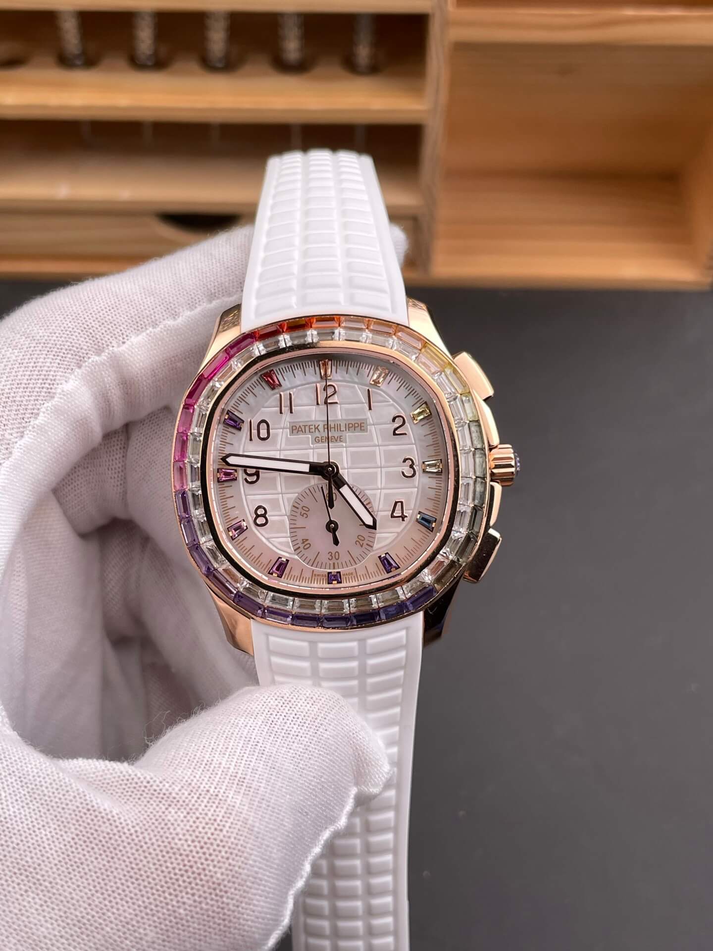 Patek Philippe Replica Aquanaut Luce Rainbow Chronograph Joaillerie Super Clone Watch 7968/300R-001