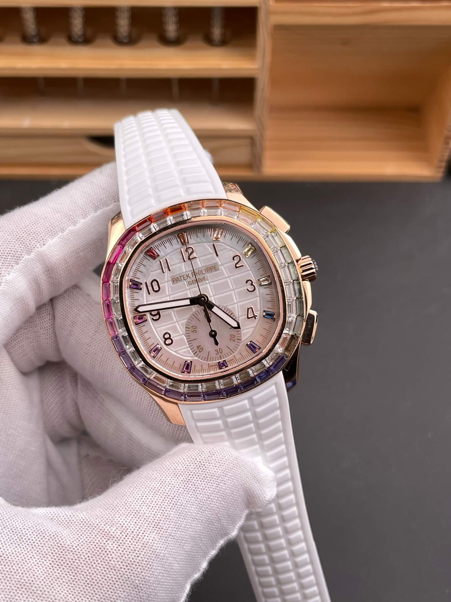 Patek Philippe Replica Aquanaut Luce Rainbow Chronograph Joaillerie Super Clone Watch 7968/300R-001