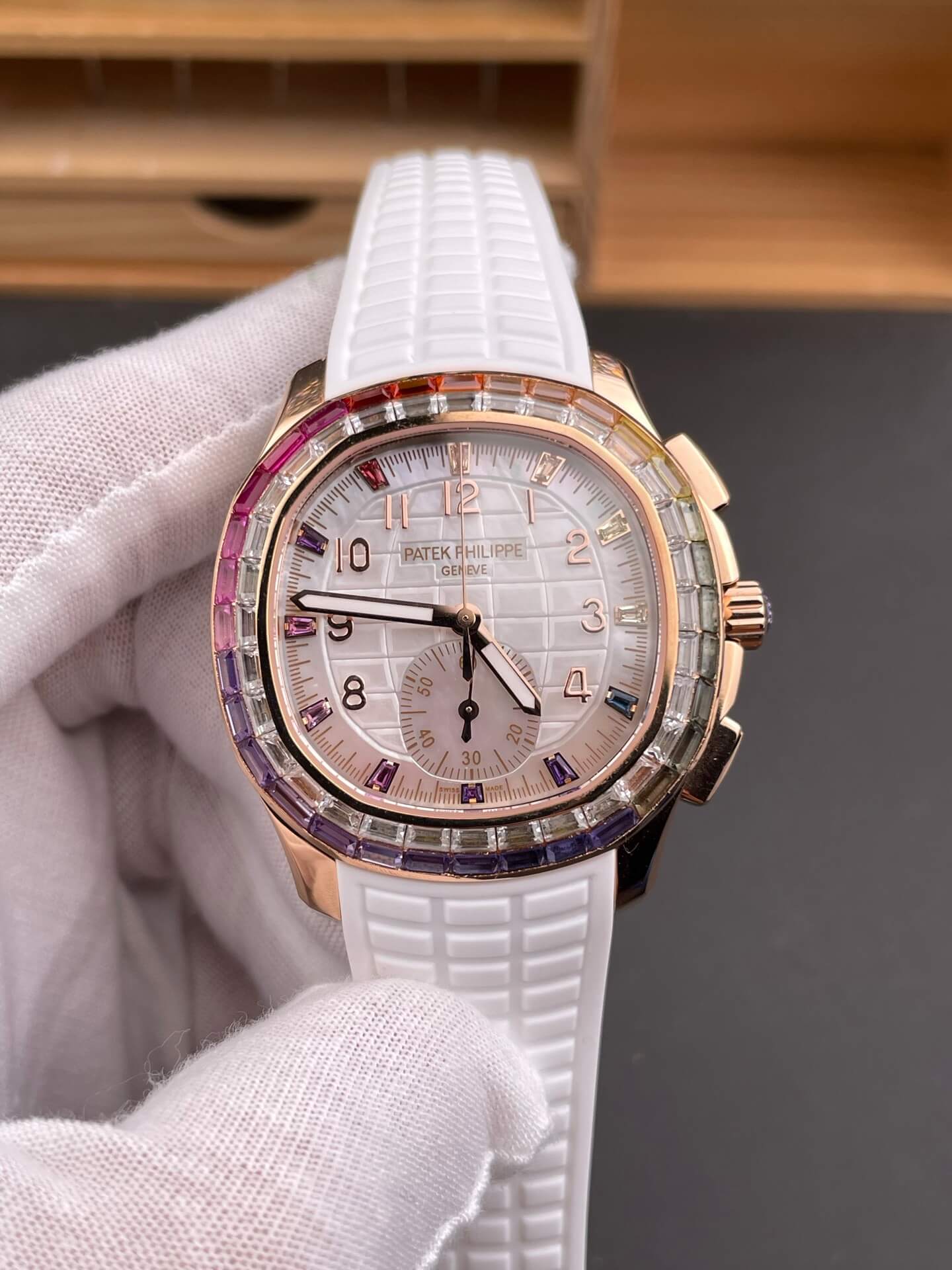 Patek Philippe Replica Aquanaut Luce Rainbow Chronograph Joaillerie Super Clone Watch 7968/300R-001