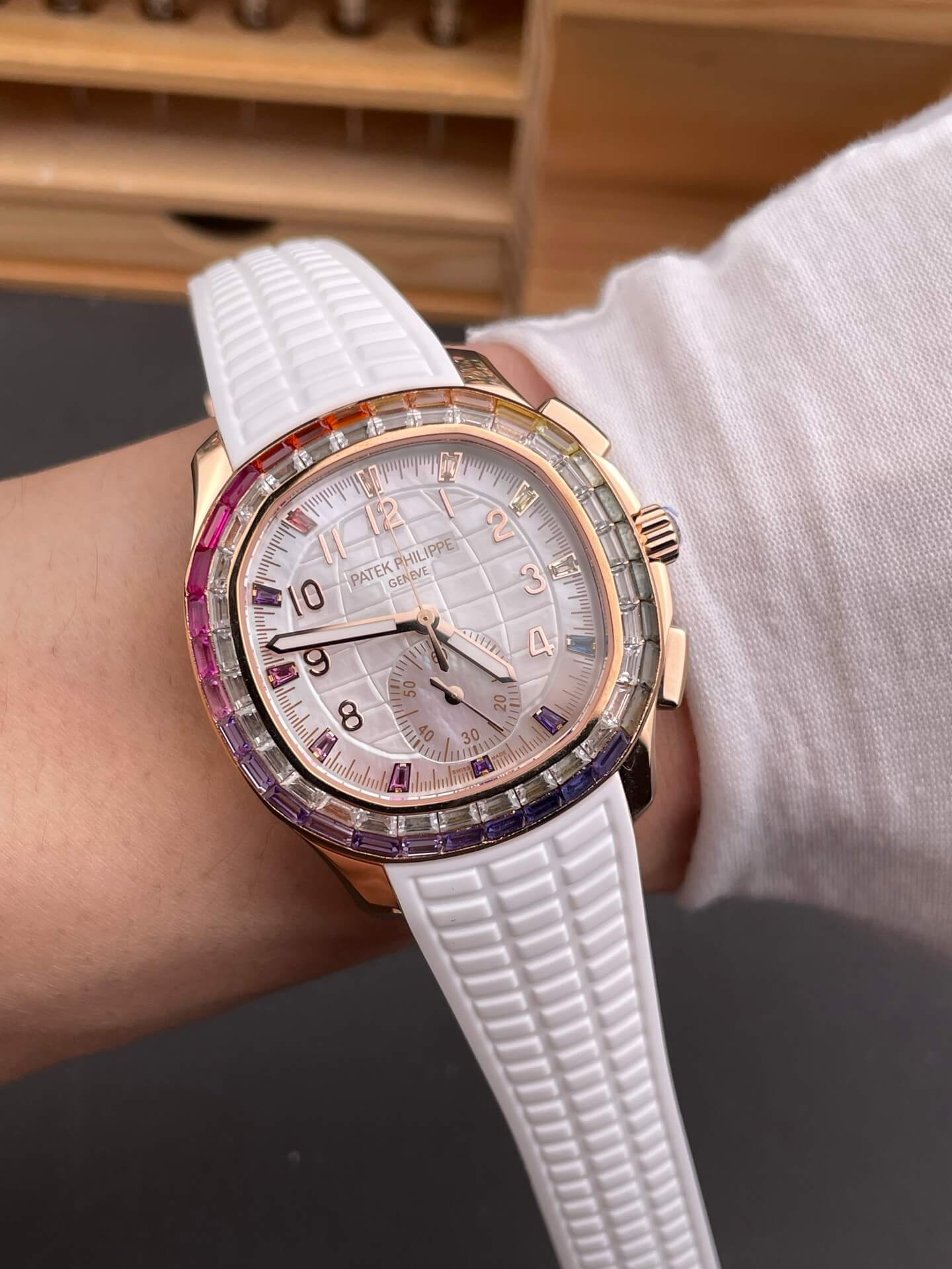 Patek Philippe Replica Aquanaut Luce Rainbow Chronograph Joaillerie Super Clone Watch 7968/300R-001