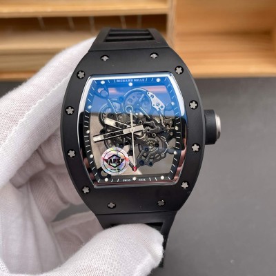 Richard Mille Replica RM 055 Bubba Watson Super Clone Watch Black Ceramic Crown Rubber