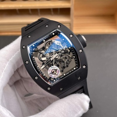 Richard Mille Replica RM 055 Bubba Watson Super Clone Watch Black Ceramic Crown Rubber