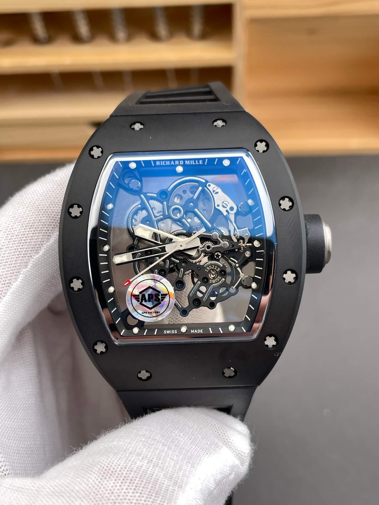 Richard Mille Replica RM 055 Bubba Watson Super Clone Watch Black Ceramic Crown Rubber