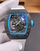 Richard Mille Replica RM 055 Bubba Watson Super Clone Watch Carbon Blue Crown White Rubber