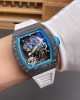 Richard Mille Replica RM 055 Bubba Watson Super Clone Watch Carbon Blue Crown White Rubber