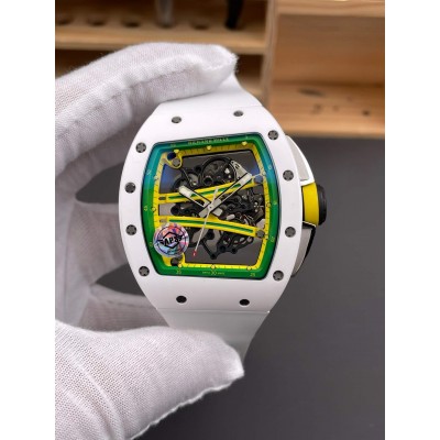 Richard Mille Replica RM 61-01 Yohan Blake Super Clone Watch White Ceramic Rubber Yellow Crown