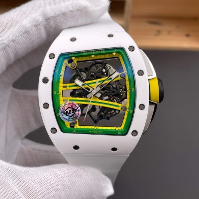 Richard Mille Replica RM 61-01 Yohan Blake Super Clone Watch White Ceramic Rubber Yellow Crown