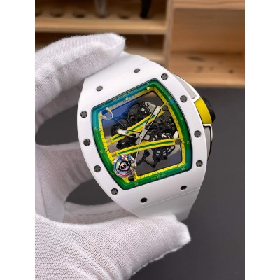 Richard Mille Replica RM 61-01 Yohan Blake Super Clone Watch White Ceramic Rubber Yellow Crown