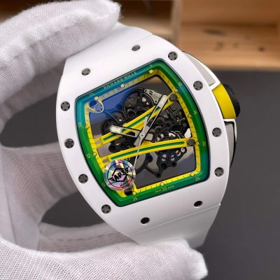 Richard Mille Replica RM 61-01 Yohan Blake Super Clone Watch White Ceramic Rubber Yellow Crown