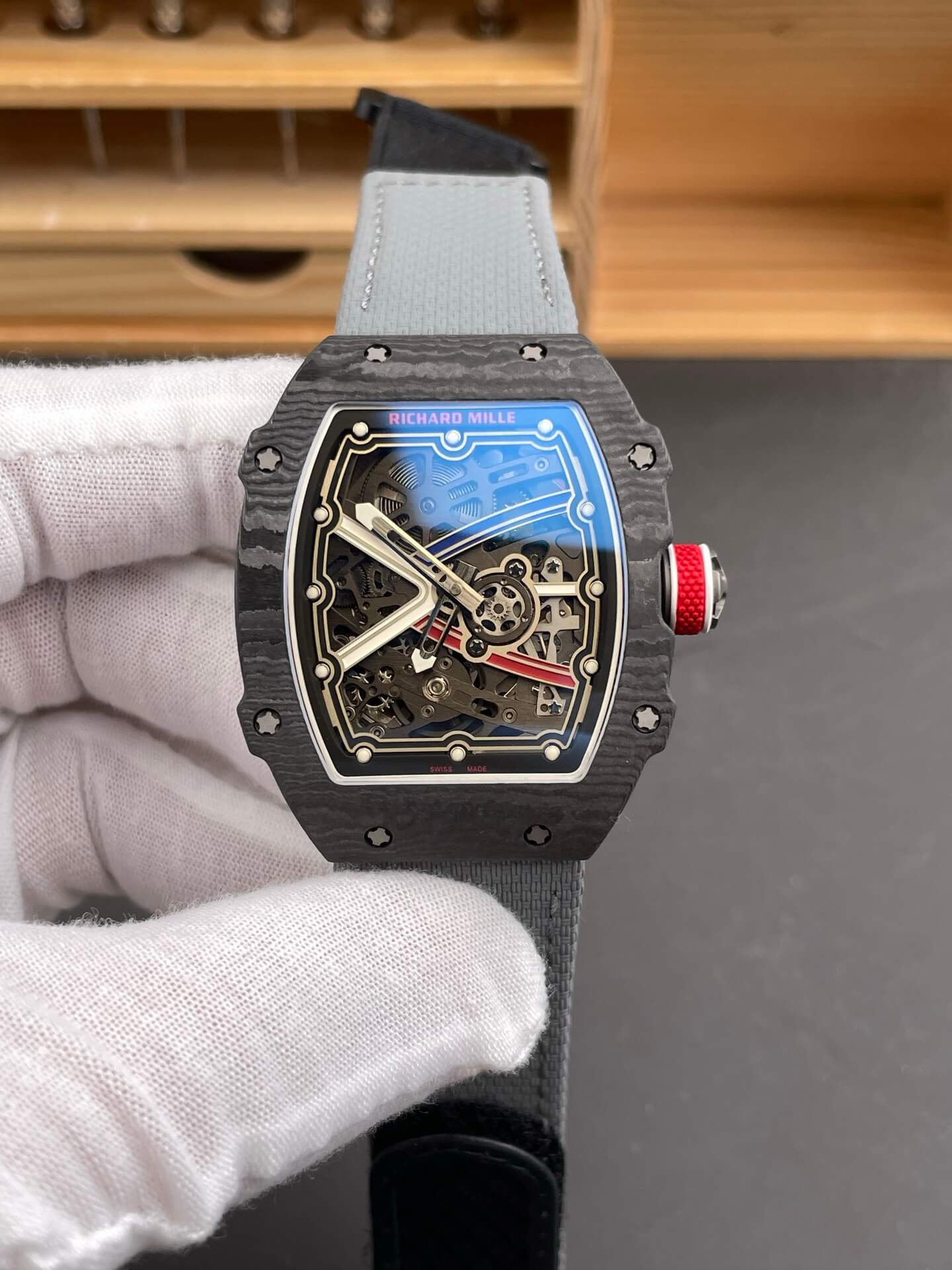 Richard Mille Replica RM 67-02 Sébastien Ogier Super Clone Watch Carbon Red Crown Black Elastic