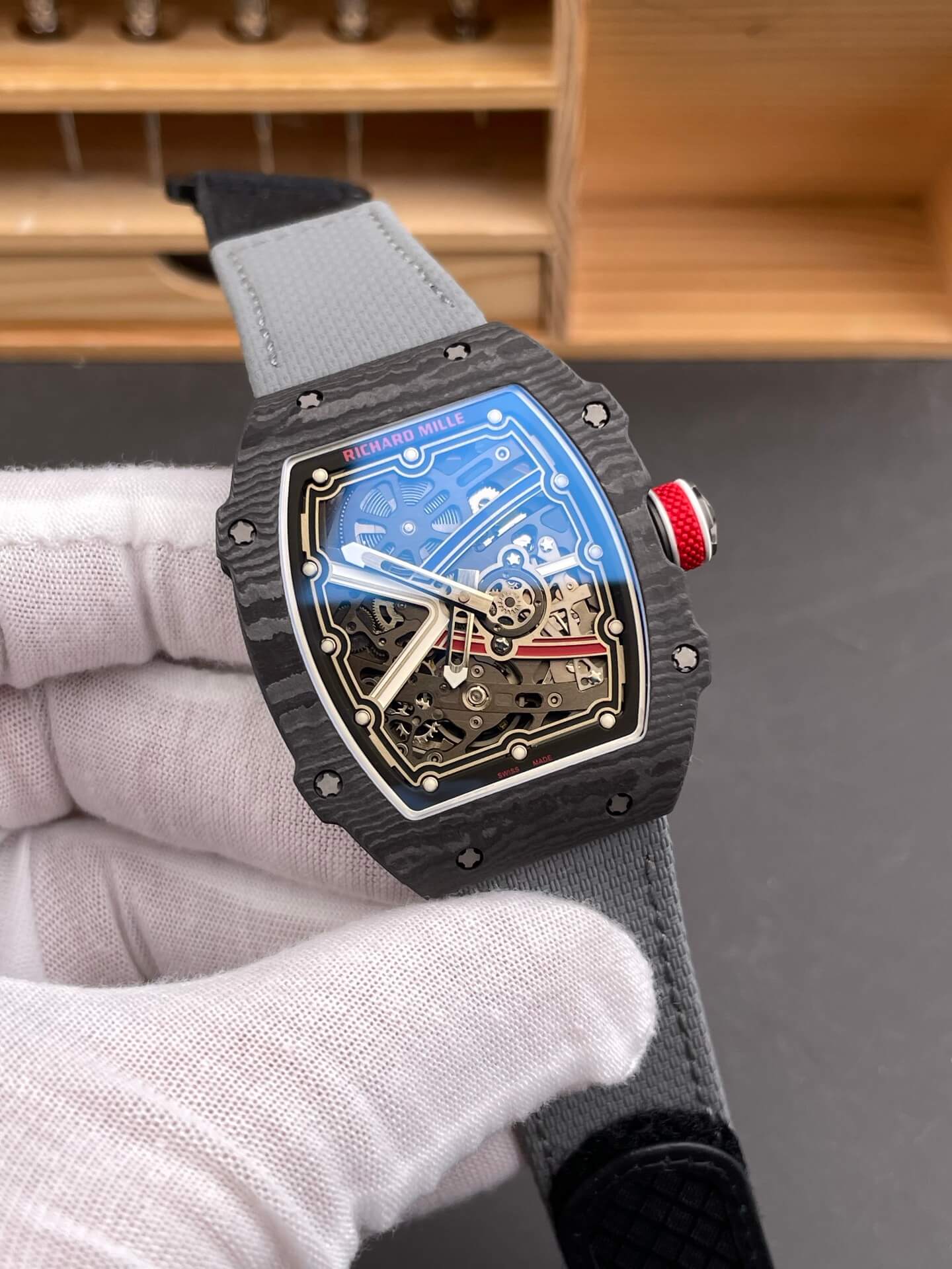 Richard Mille Replica RM 67-02 Sébastien Ogier Super Clone Watch Carbon Red Crown Black Elastic