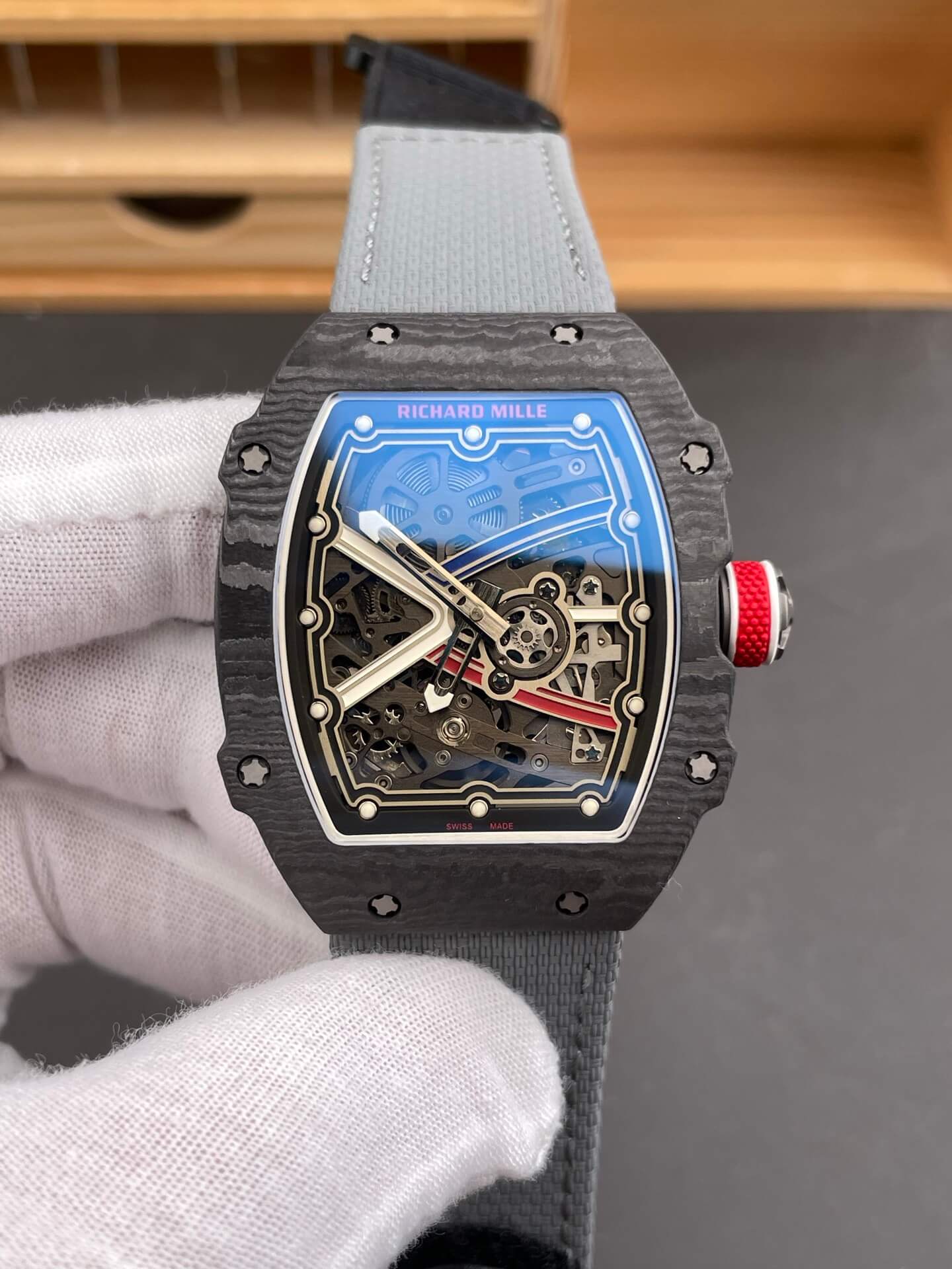 Richard Mille Replica RM 67-02 Sébastien Ogier Super Clone Watch Carbon Red Crown Black Elastic