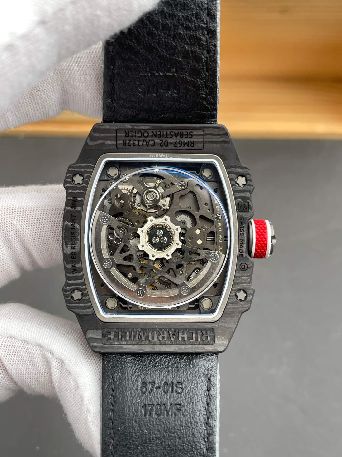 Richard Mille Replica RM 67-02 Sébastien Ogier Super Clone Watch Carbon Red Crown Black Elastic