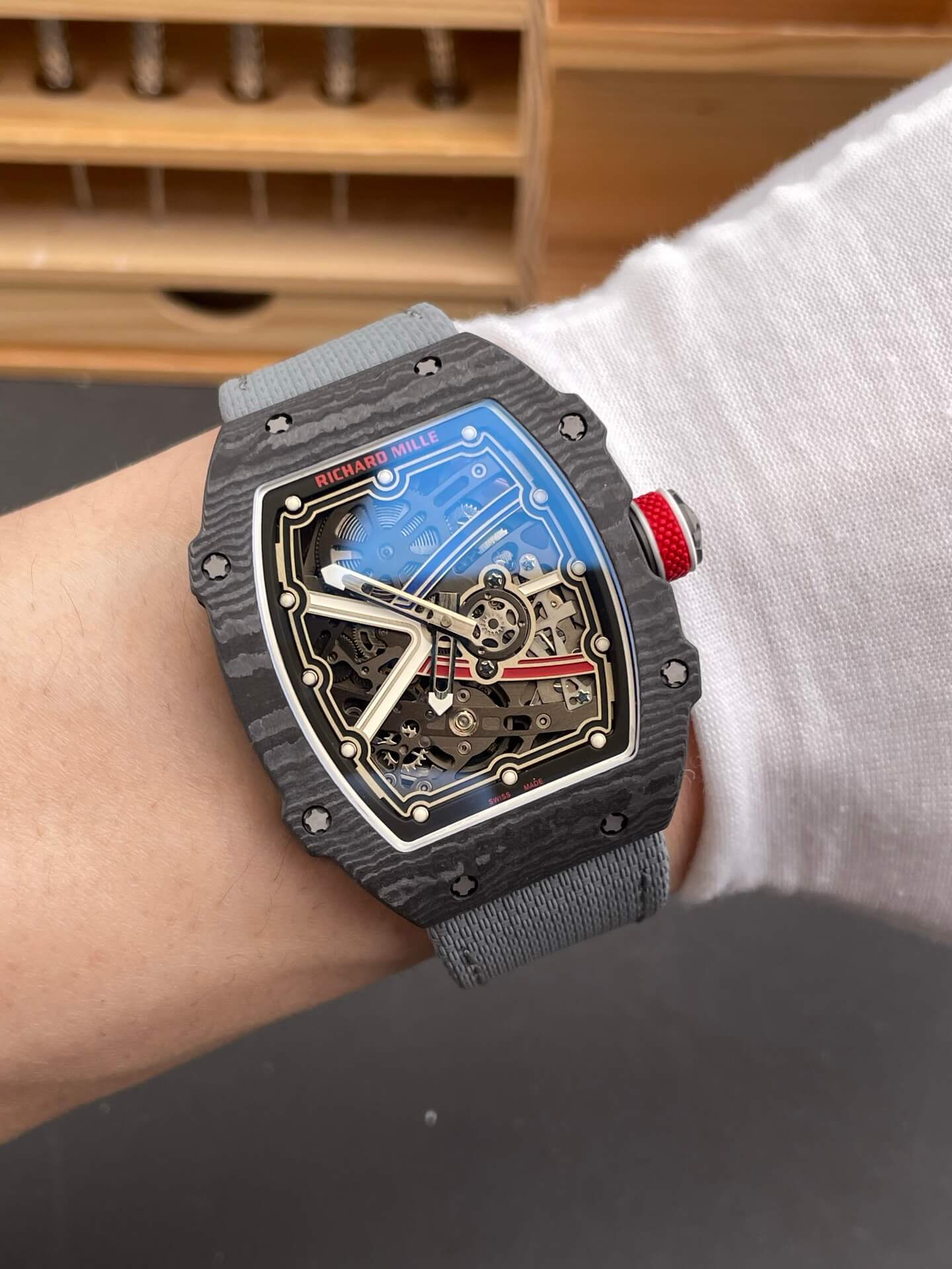 Richard Mille Replica RM 67-02 Sébastien Ogier Super Clone Watch Carbon Red Crown Black Elastic
