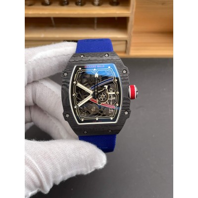 Richard Mille Replica RM 67-02 Sébastien Ogier Super Clone Watch Carbon Red Crown Blue Elastic