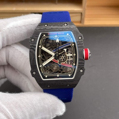 Richard Mille Replica RM 67-02 Sébastien Ogier Super Clone Watch Carbon Red Crown Blue Elastic