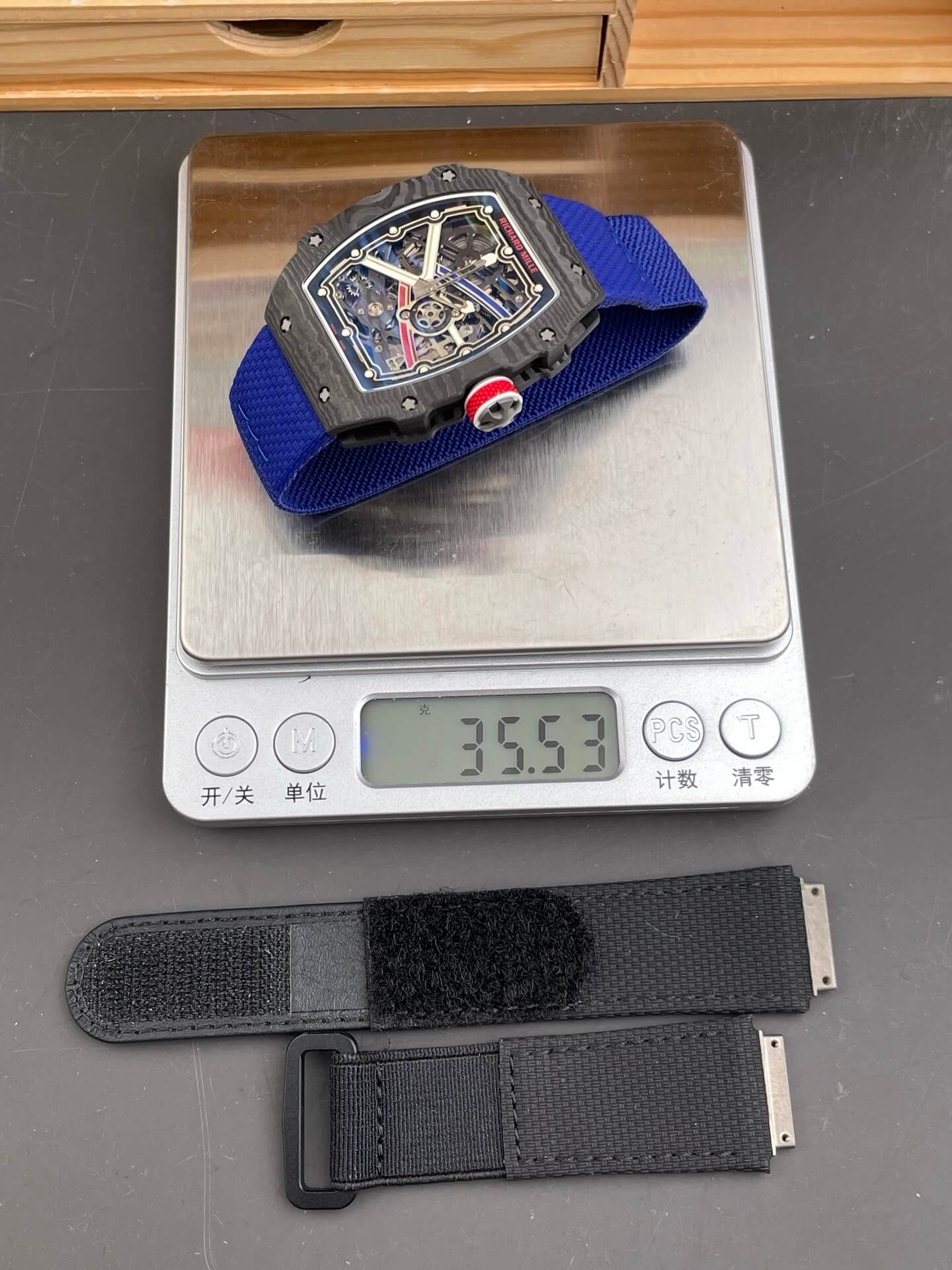 Richard Mille Replica RM 67-02 Sébastien Ogier Super Clone Watch Carbon Red Crown Blue Elastic