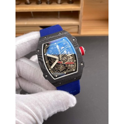 Richard Mille Replica RM 67-02 Sébastien Ogier Super Clone Watch Carbon Red Crown Blue Elastic