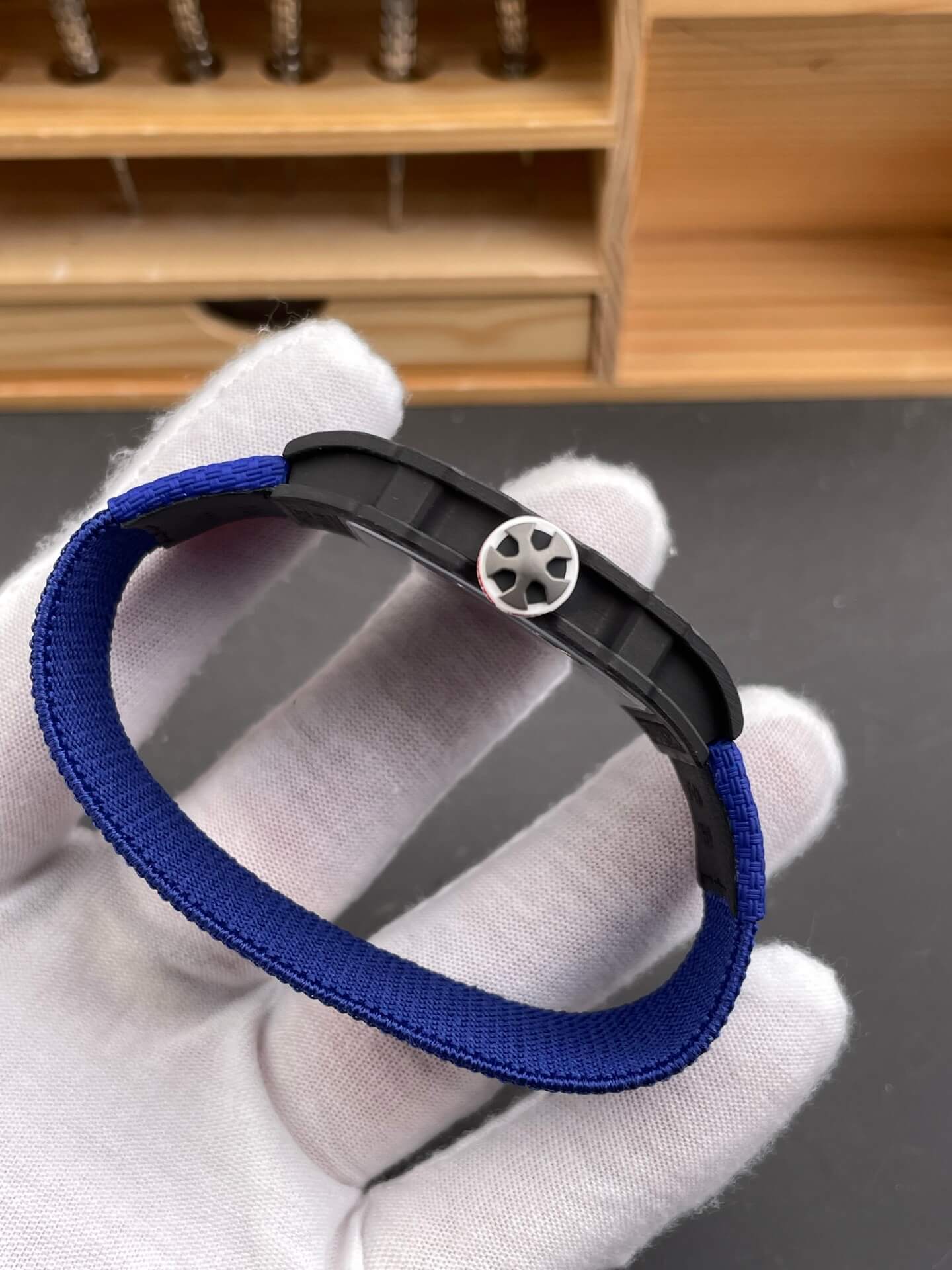 Richard Mille Replica RM 67-02 Sébastien Ogier Super Clone Watch Carbon Red Crown Blue Elastic