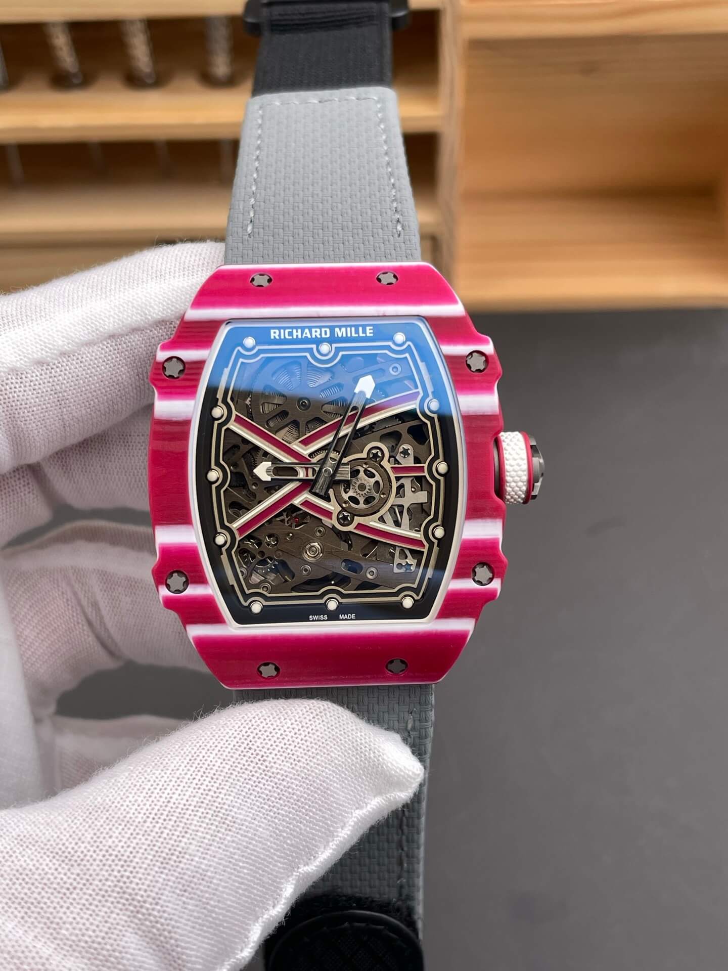 Richard Mille Replica RM 67-02 Mutaz Barshim Quartz Super Clone Watch Carbon White Crown Black Elastic