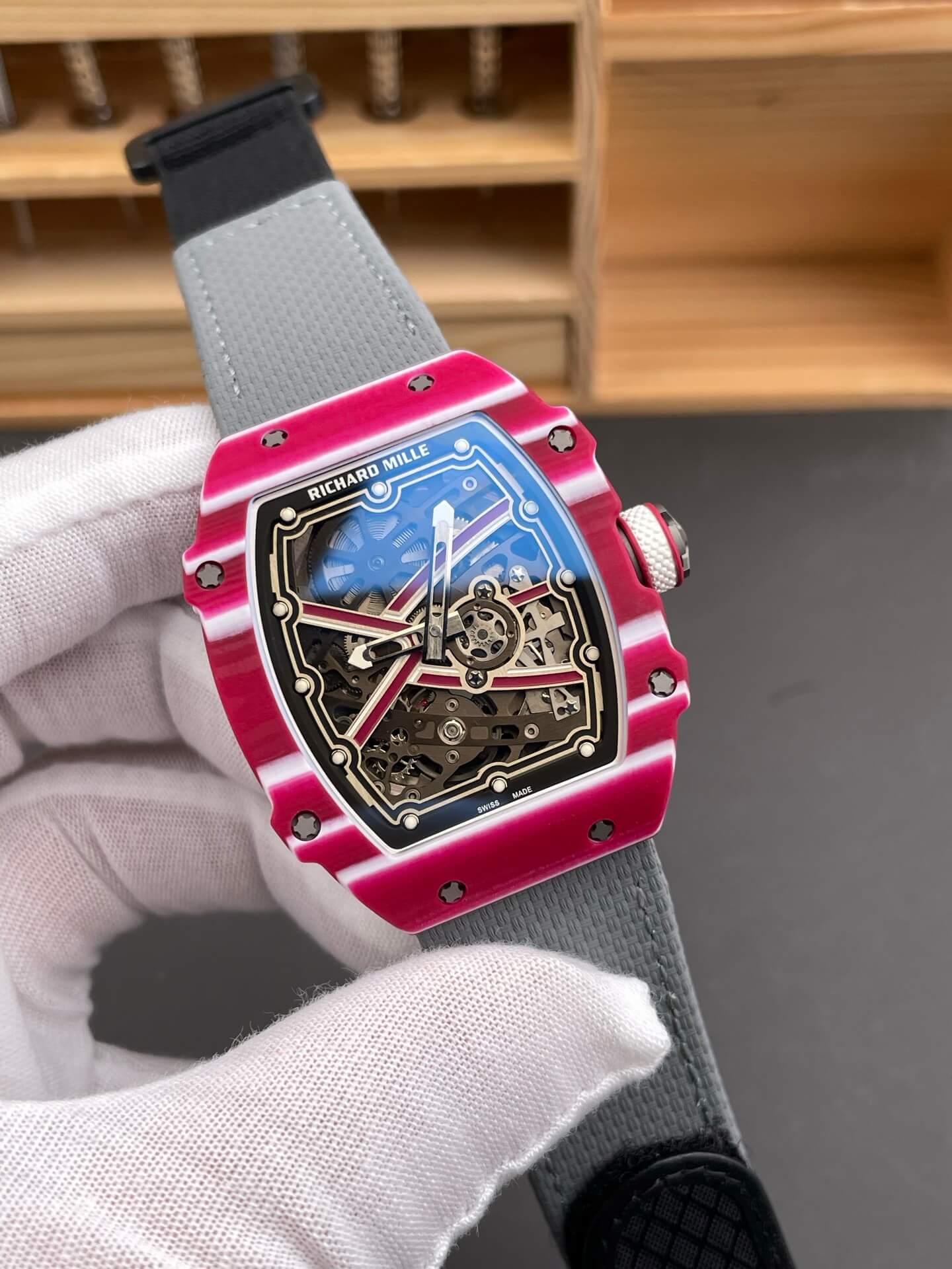 Richard Mille Replica RM 67-02 Mutaz Barshim Quartz Super Clone Watch Carbon White Crown Black Elastic