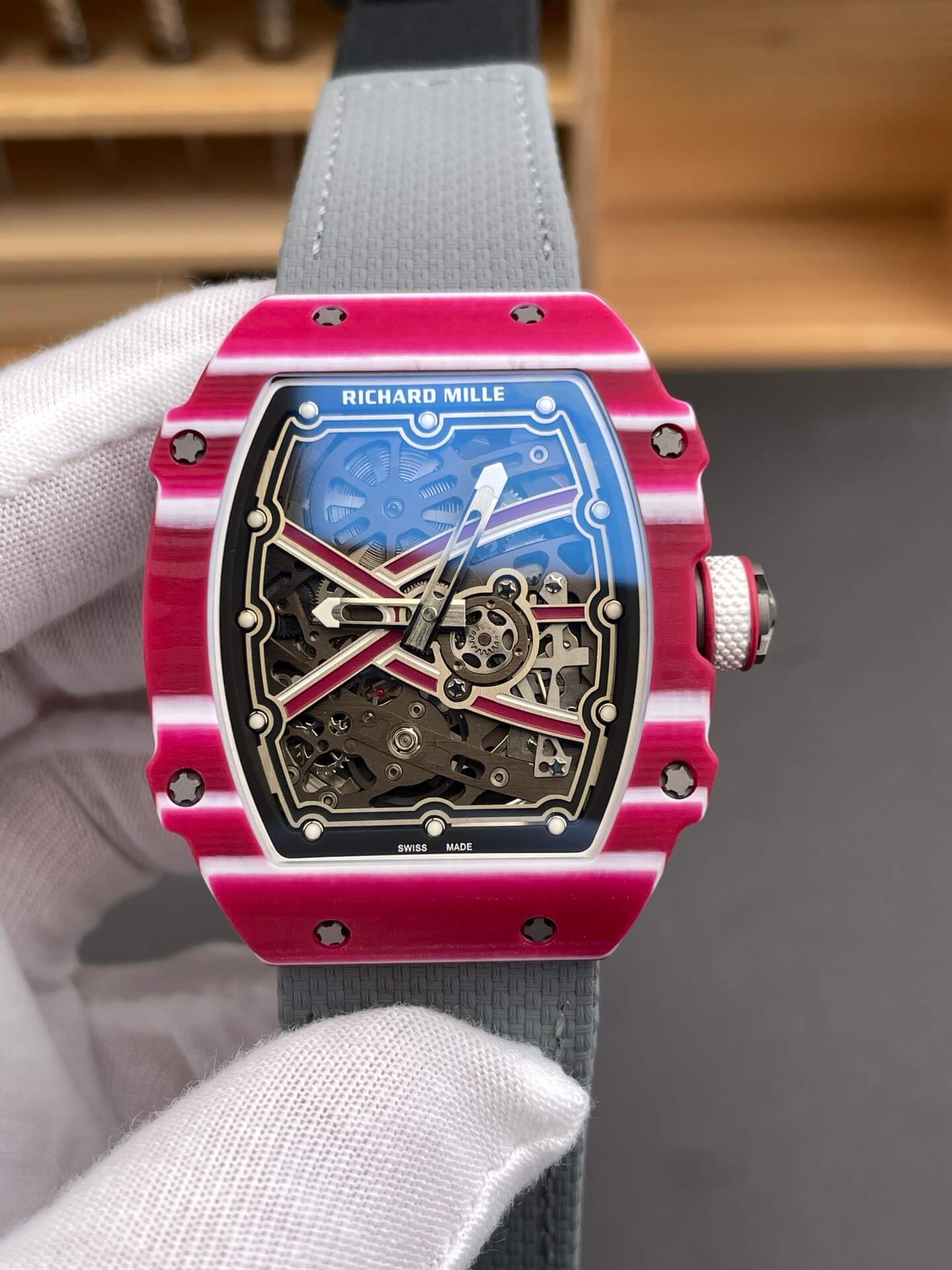 Richard Mille Replica RM 67-02 Mutaz Barshim Quartz Super Clone Watch Carbon White Crown Black Elastic