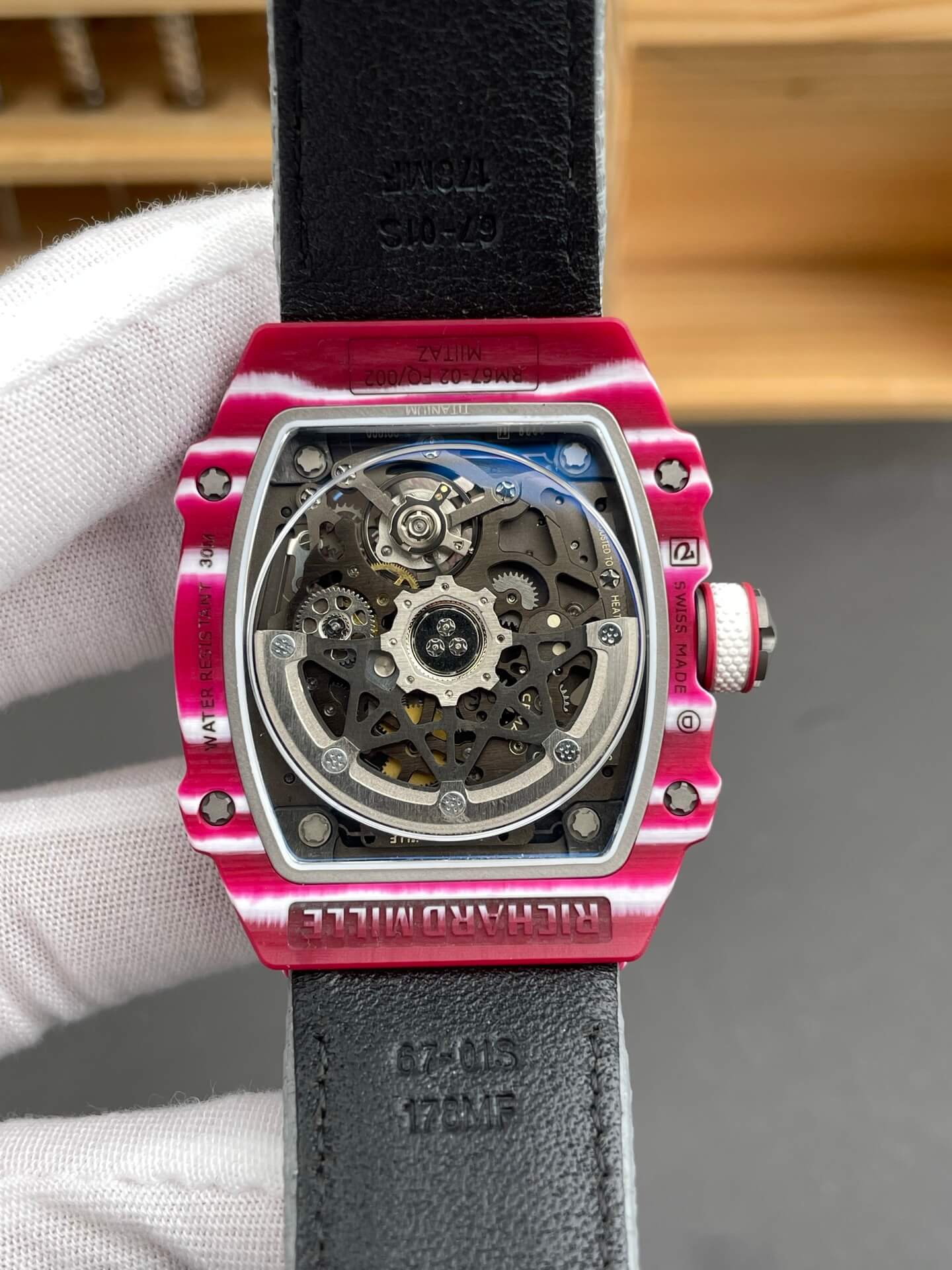 Richard Mille Replica RM 67-02 Mutaz Barshim Quartz Super Clone Watch Carbon White Crown Black Elastic