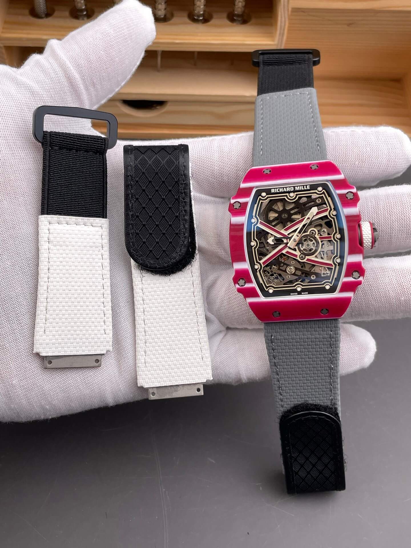 Richard Mille Replica RM 67-02 Mutaz Barshim Quartz Super Clone Watch Carbon White Crown Black Elastic