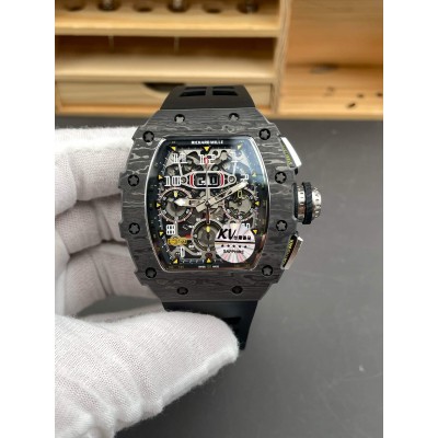 Richard Mille Replica RM 11-03 Super Clone Watch Carbon Black Crown Black Rubber