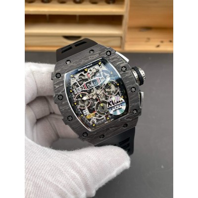 Richard Mille Replica RM 11-03 Super Clone Watch Carbon Black Crown Black Rubber