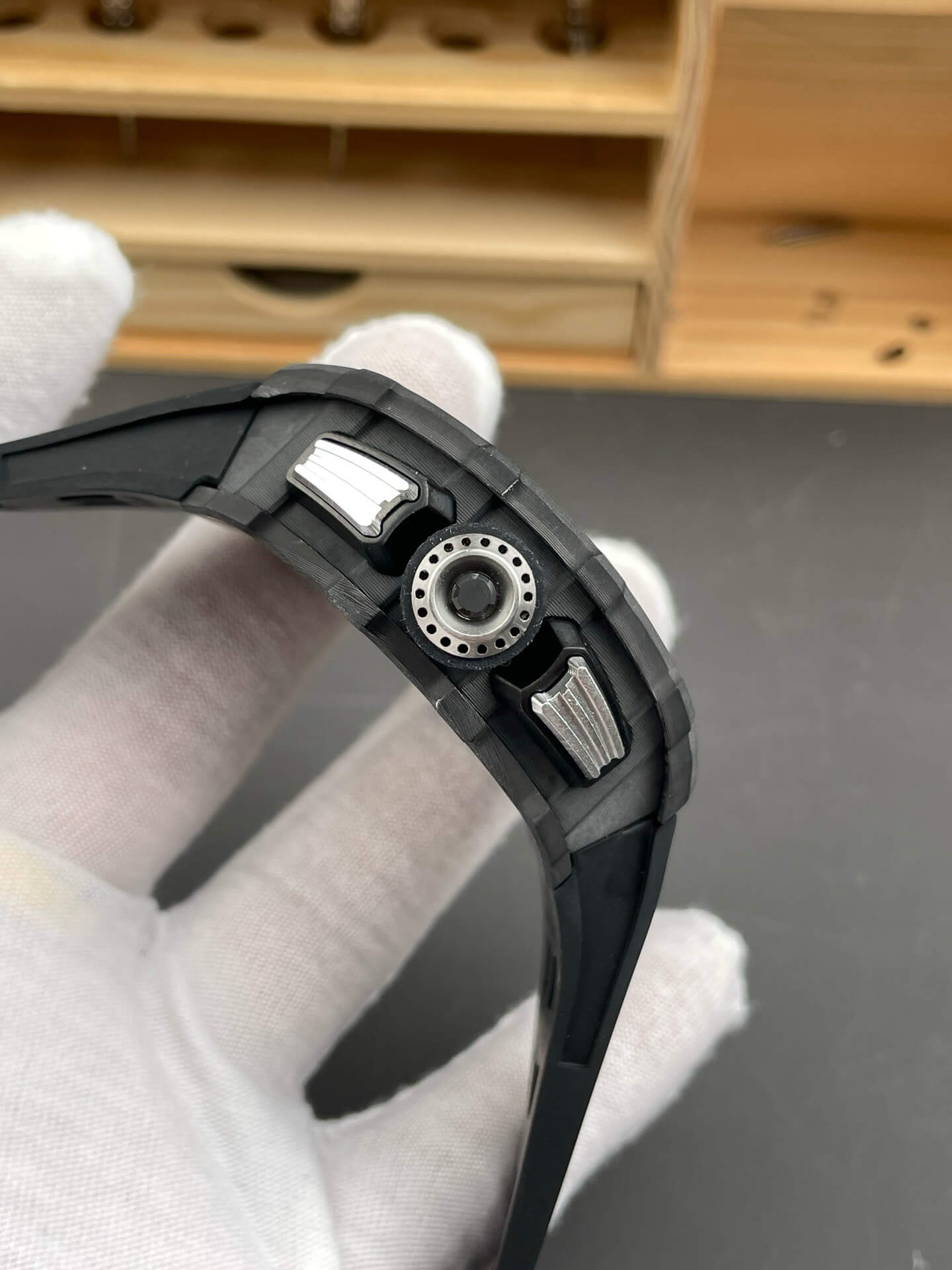 Richard Mille Replica RM 11-03 Super Clone Watch Carbon Black Crown Black Rubber