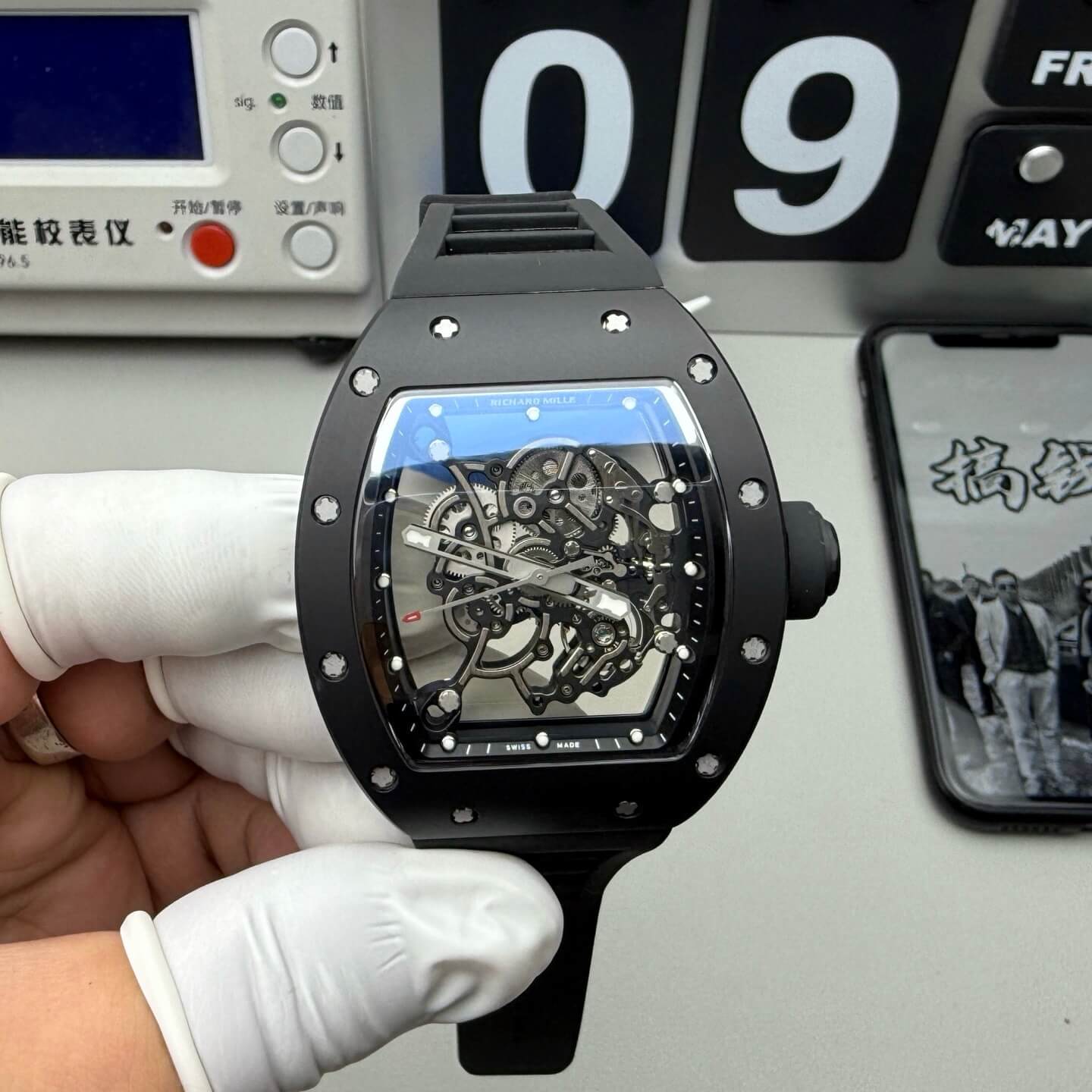 Richard Mille Replica RM 055 Bubba Watson Super Clone Watch Black Ceramic Black Crown