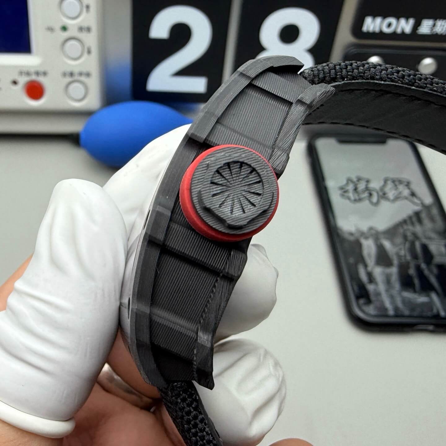Richard Mille Replica RM 35-01 Rafael Nadal Super Clone Watch Black Carbon Red Crown