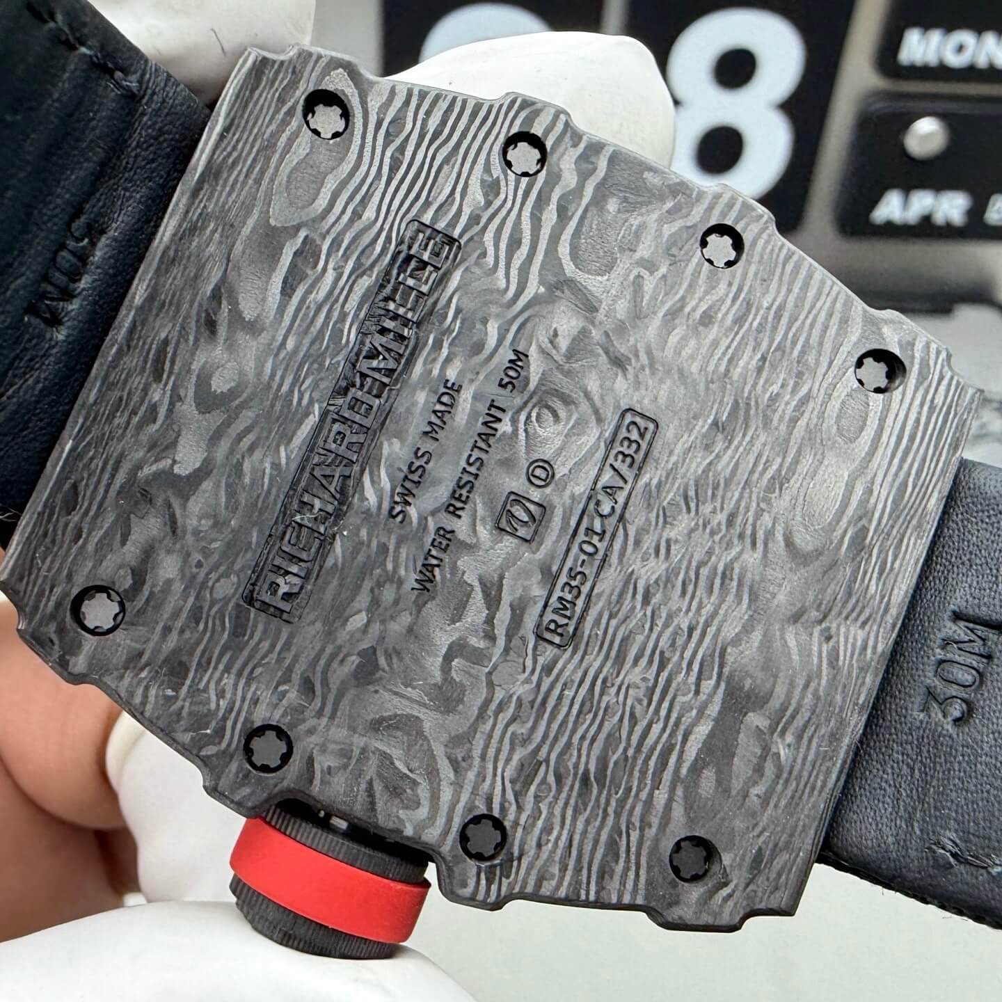 Richard Mille Replica RM 35-01 Rafael Nadal Super Clone Watch Black Carbon Red Crown