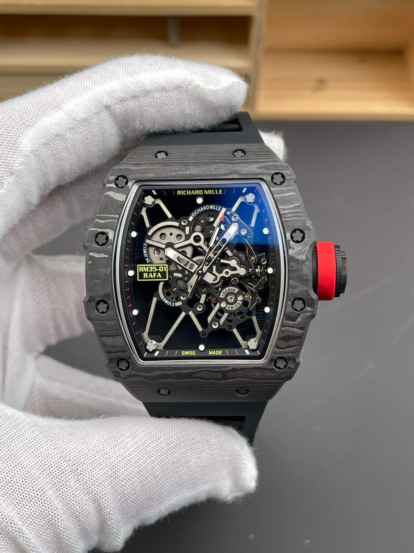 Richard Mille Replica RM 35-01 Rafael Nadal Super Clone Watch NTPT Red Crown Black Rubber Richard Mille Replica RM 35-01 Rafael Nadal Super Clone Watch NTPT Red Crown Black Rubber