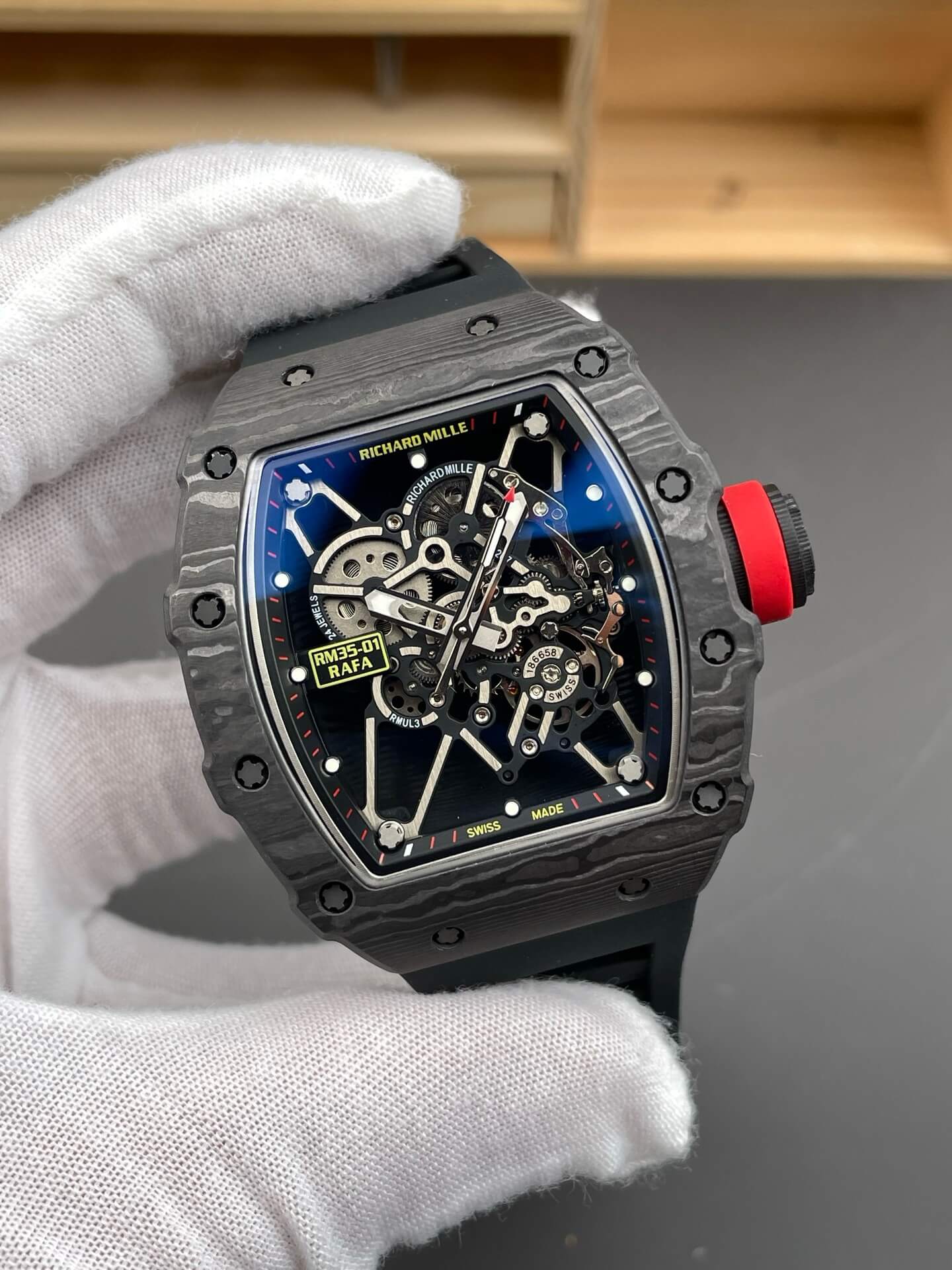 Richard Mille Replica RM 35-01 Rafael Nadal Super Clone Watch NTPT Red Crown Black Rubber Richard Mille Replica RM 35-01 Rafael Nadal Super Clone Watch NTPT Red Crown Black Rubber