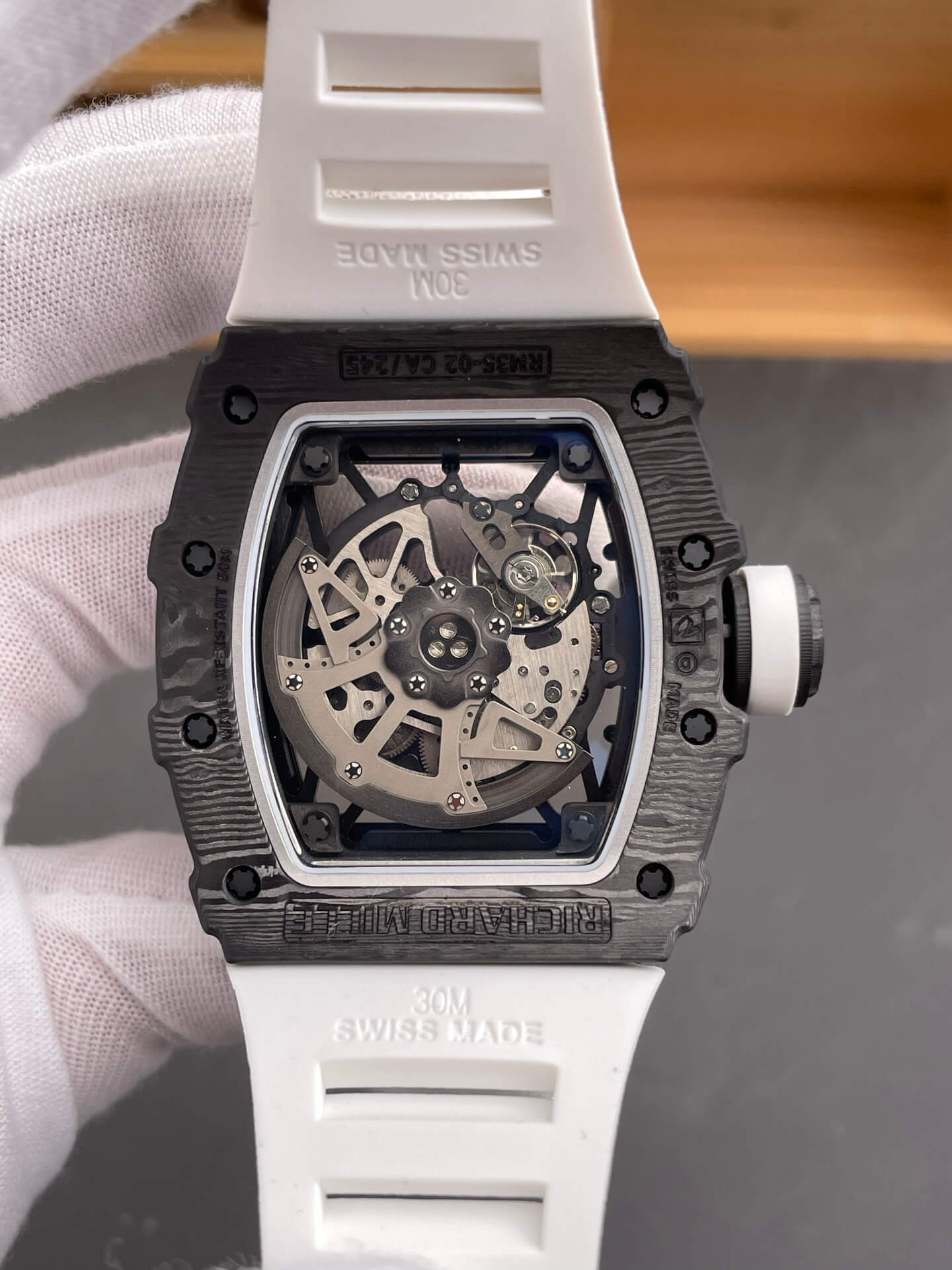 Richard Mille Replica RM 35-02 Rafael Nadal Super Clone Watch Carbon White Crown Rubber