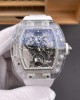 Richard Mille Replica RM 056-01 Tourbillon Sapphire Super Clone Watch Transparent White Rubber Crown